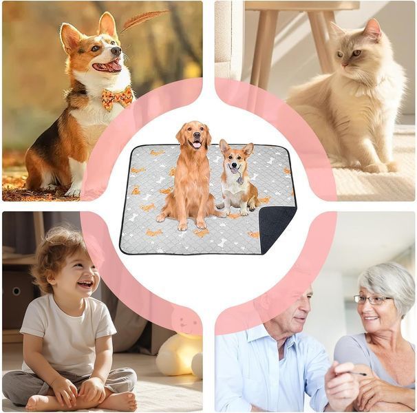 Многоразовая пеленка Derby Washable Reusable Dog Pee Pad PM002-2, Light Grey PM002-2-100х150 фото