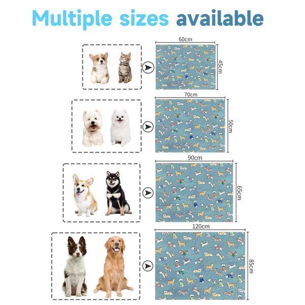 Літня охолоджуюча підстилка для собак Derby Ice Silk Material Summer Pet Cooling Mat Dog Pattern - Blue CM009-1-85х120 фото