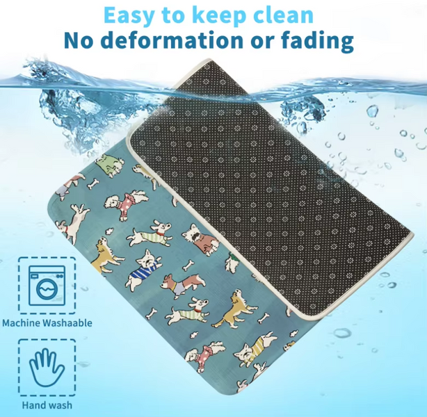 Літня охолоджуюча підстилка для собак Derby Ice Silk Material Summer Pet Cooling Mat Dog Pattern - Blue CM009-1-85х120 фото