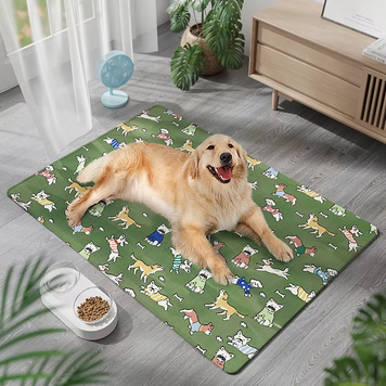 Летняя охлаждающая подстилка для собак Derby Ice Silk Summer Pet Cooling Mat Dog Pattern - Green CM009-2-85х120 фото