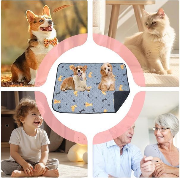 Багаторазова пелюшка Derby Washable Reusable Dog Pee Pad PM002-1, Grey PM002-1-100х150 фото